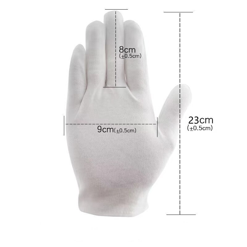 Gants noirs en coton pour hommes et femmes, 2 paires, uniformes à doigt complet, mitaines de Costume, gants à main extensibles pour smoking, conduite, service, travail
