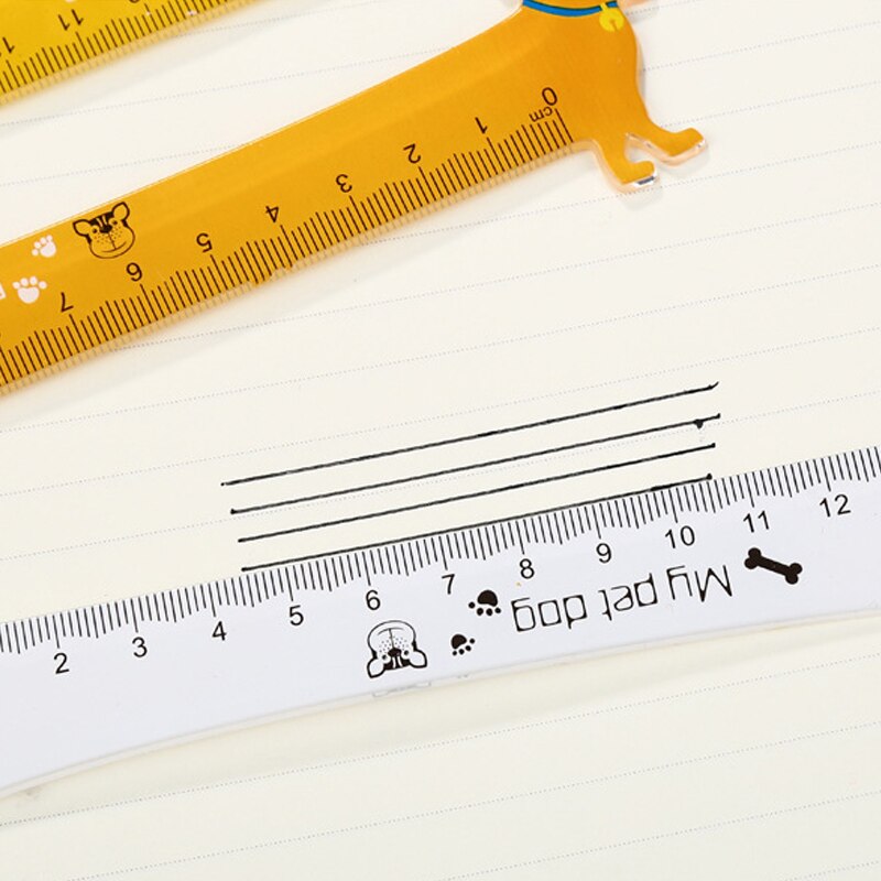 Regla de plástico con forma de cachorro de dibujos animados, artículo de papelería de 15CM, pintura, suministros de oficina y escuela, para estudiantes, , 1 ud.
