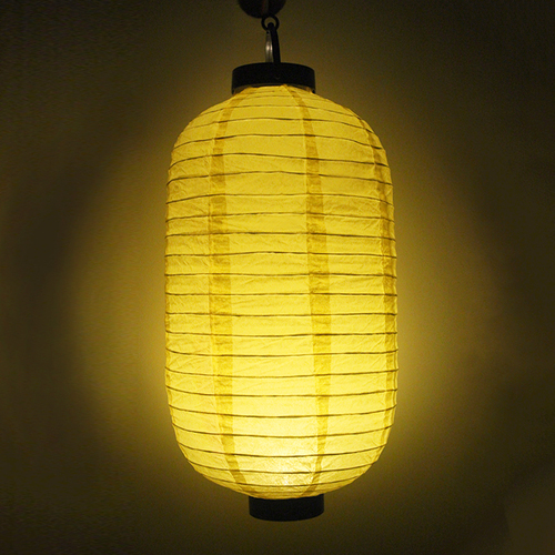 Ellipse Japanese Style Battery Red Lantern Hanging with Lamp Supplies Year's Spring and Lantern Festival Supplies: paper LED yellow