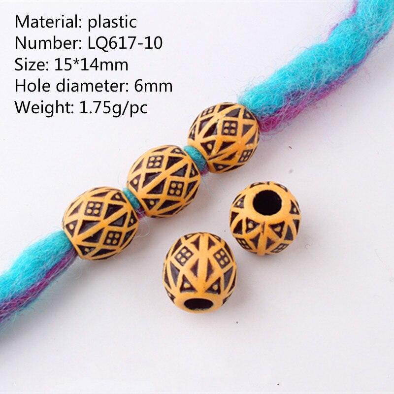 10 sztuk moda drewniane Retro warkocz strach blokada broda koralik z dużym otworem pierścień Tube narzędzie do modelowania akcesoria włosy plecione gumka do włosów: NO.10     10pcs
