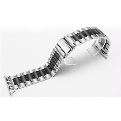 metal strap for apple watch 4 5 band 44mm 40mm apple watch band 42mm 38mm iwatch series 5/4/3/2/1 Stainless Steel bracelet belt: silver-black / 42mm-44mm