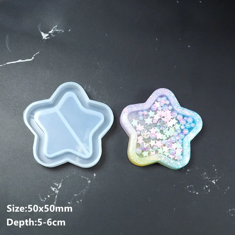 Shaker moldes de silicona resina epoxi oso estrella paleta Shaker molde llavero encantos molde brillante DIY joyería herramienta artesanal: Verde