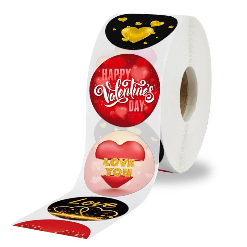 50-500pcs Love Heart Labels Stickers i love you Valentine's Day Stickers Heart Thank You Sealing Labels Birthday Party Tag