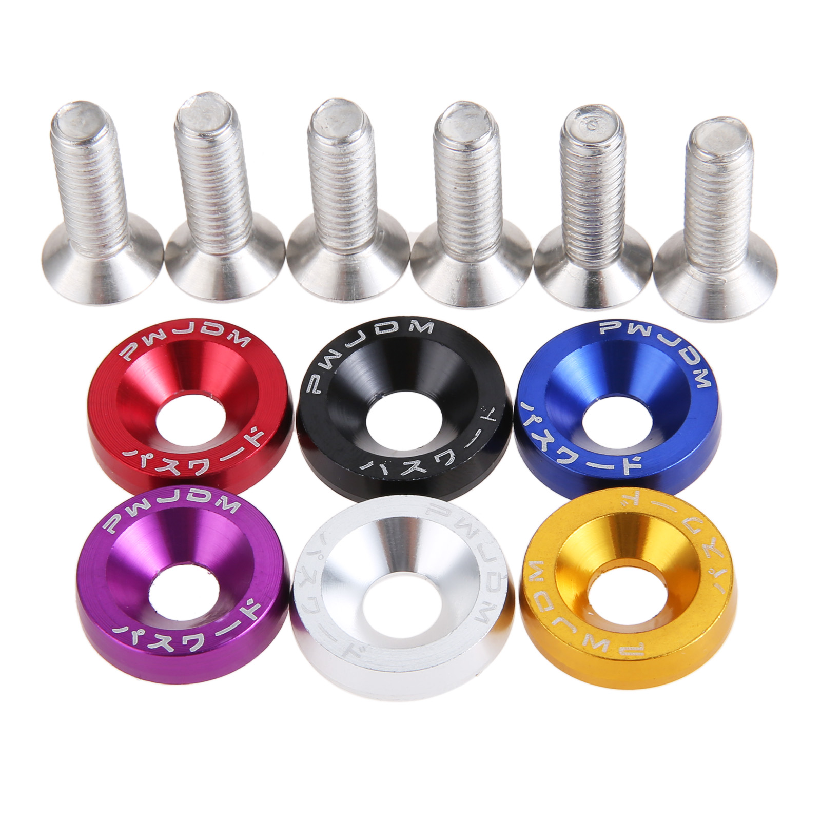 M6 Anodized Aluminum Fender Screw Washers Bolts for Automobile Fender Headlight Bumper Car Modified Fasteners Aluminum