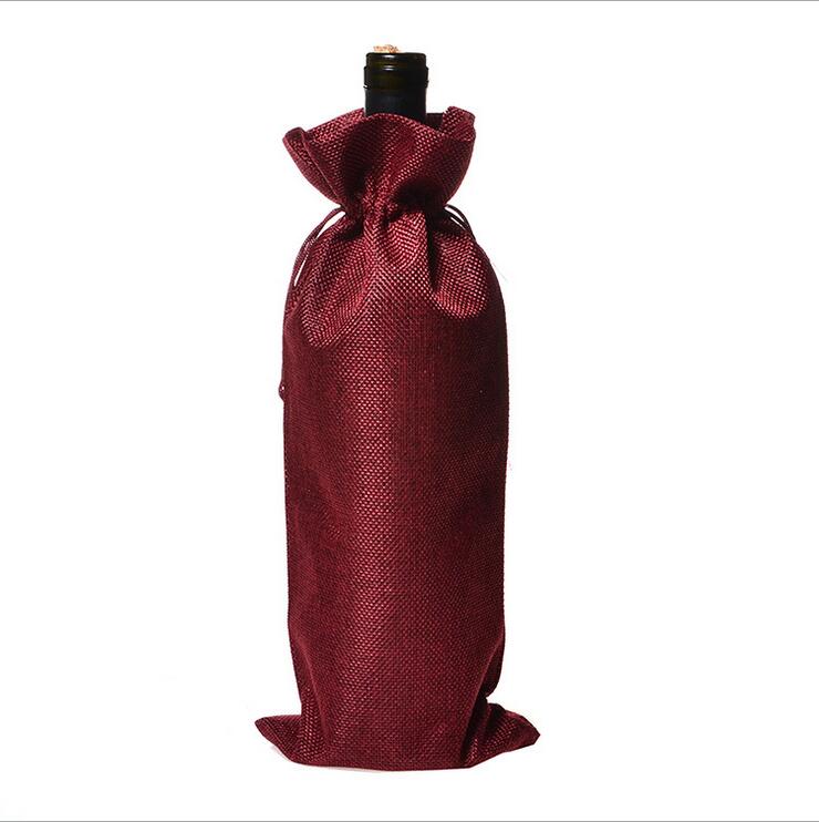 4Stck Burlap Wein Taschen mit Kordelzug, Wein Taschen , Einzelnen Wiederverwendbare Flasche Taschen Perfekte für Reise, hochzeit, Geburtstag, Party: Wein rot
