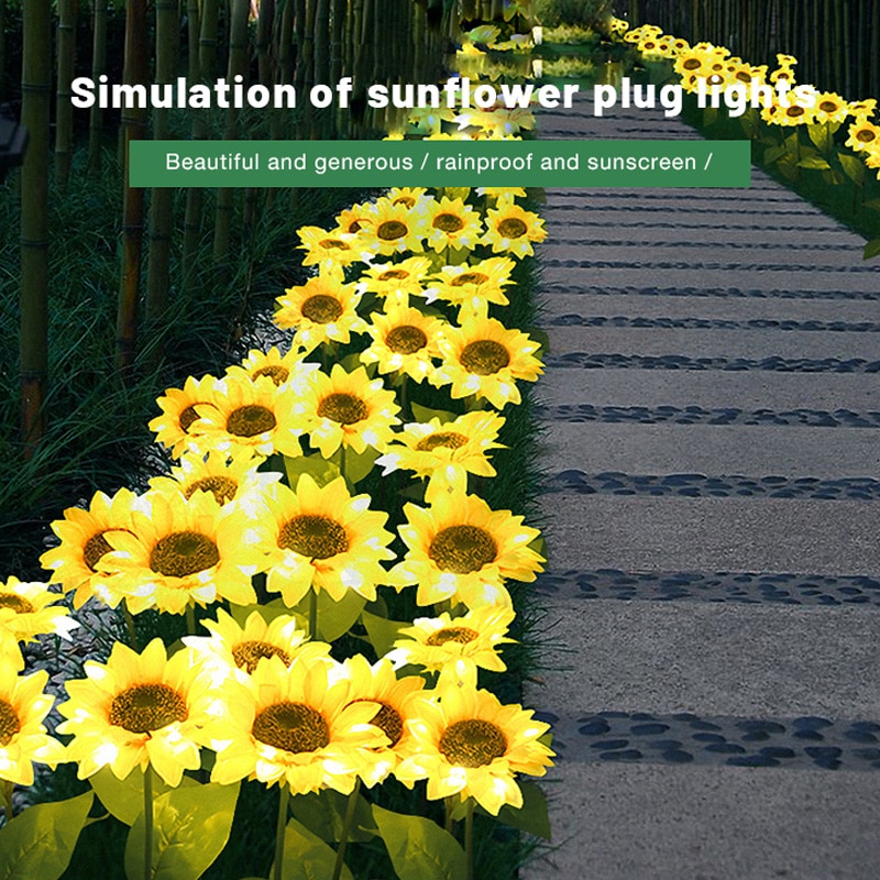 Lawn Light Solar Sunflower Street Lighting Landscape Lamp Outdoor Garden Decoration Flower Path Buried Light Waterproof IP67