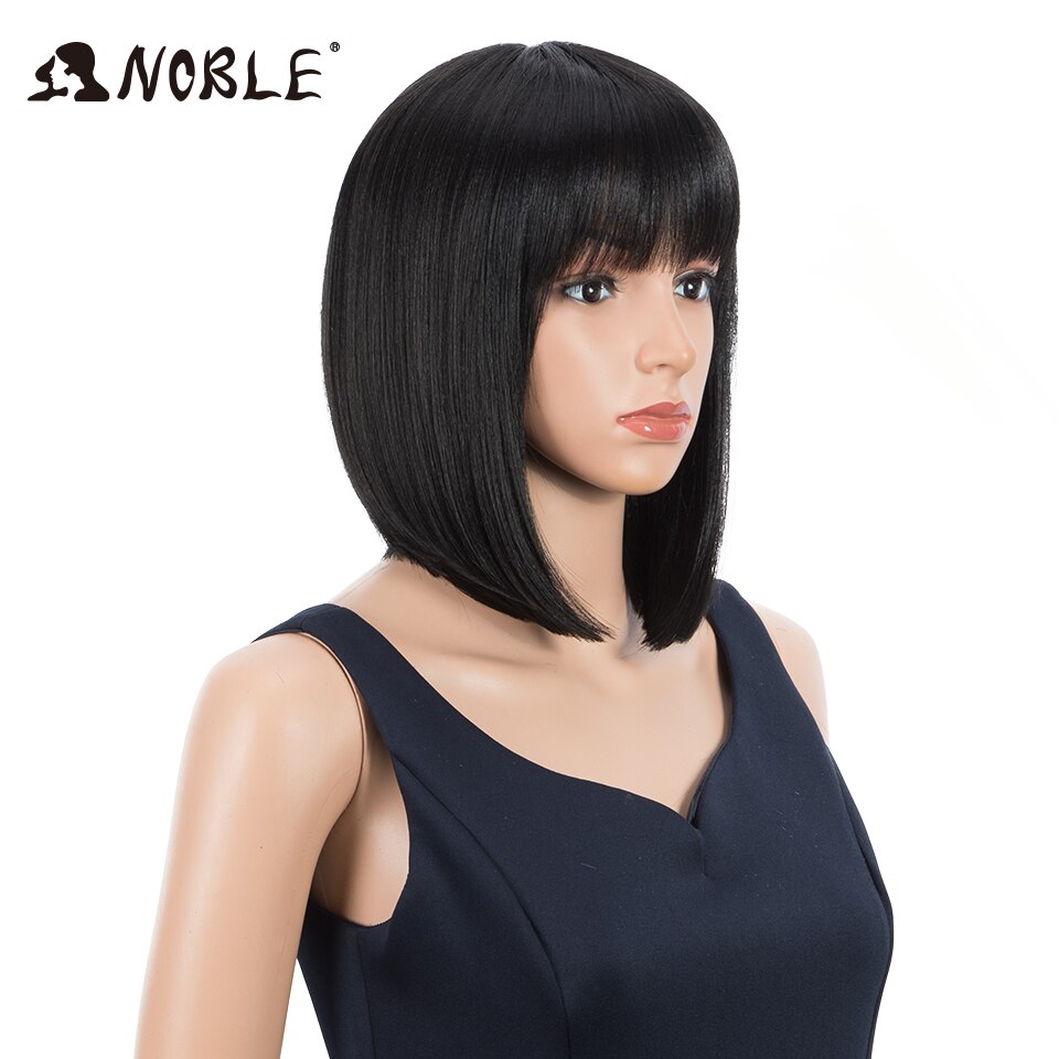 Noble Cosplay Synthetische Lace Front Pruik Korte Bob Straight 12 "Bob Pruik Met Pony Synthetische Pruik Blonde Pruiken Voor zwarte Vrouwen