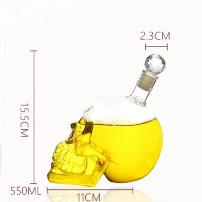 NOOLIM 1PC 2 Sizes Crystal Head Vodka Bottle Skull Head Bottles Gothic Wine Vodka Decanter Bar Wine Glass Bottle: 500ml