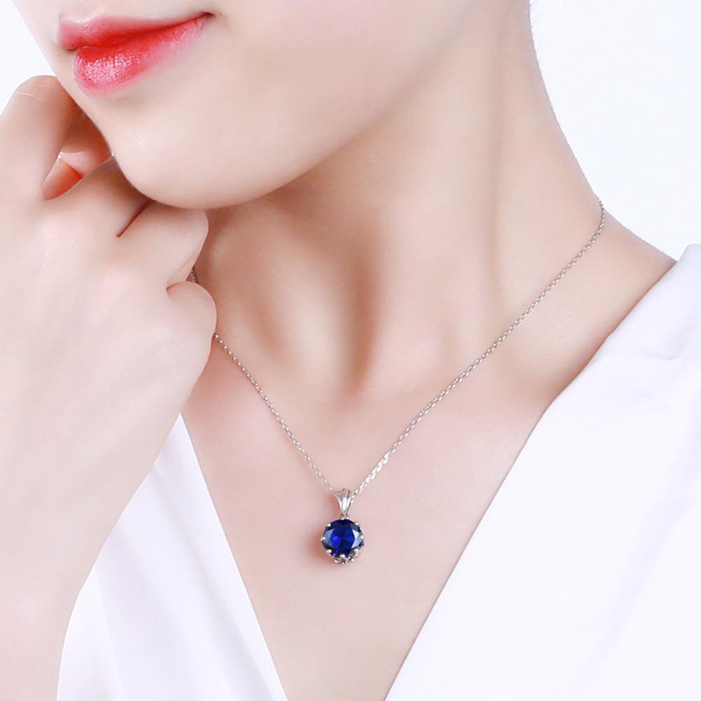 Szjinao – pendentif fleur mignon en argent Sterling 925, saphir bleu, pour femmes, collier, bureau, bijoux gravés