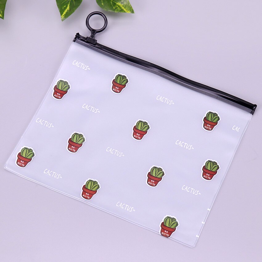 Cactus PVC Waterproof Pencil Cases Transparent Stationery A5 File Folder Storage Office School Supplies Pencil Bags for Girls: More Cactus