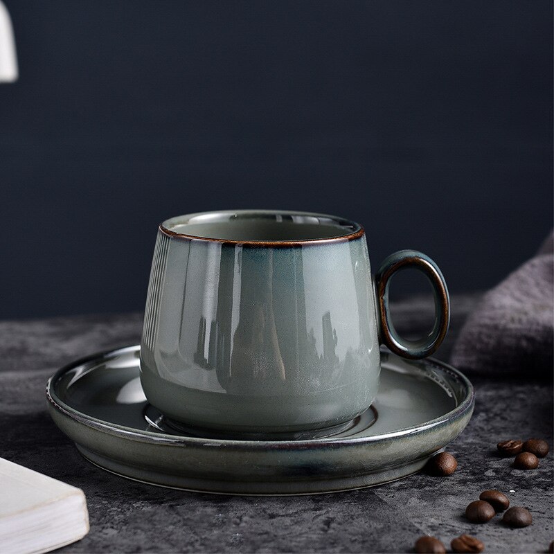 280ml høykvalitets keramiske kaffekopper kaffekopp enkel europeisk stil krus cappuccino blomsterkopper latte: C