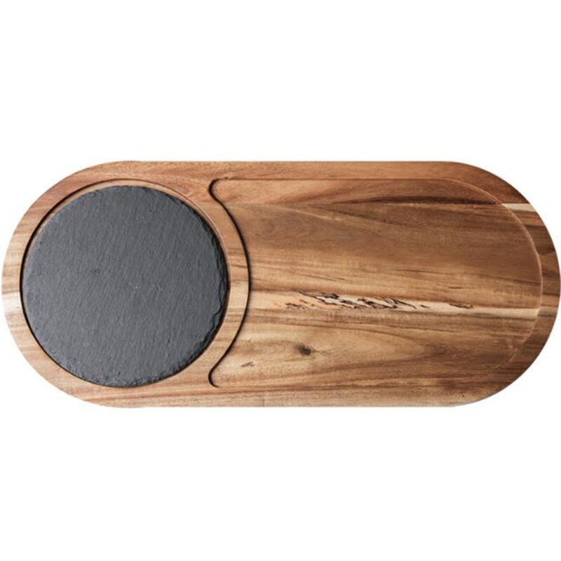 1pc massivt træ bakke vestlig mad japansk stil massivt træ sort skifer plade snack mad bakke køkken bordservice