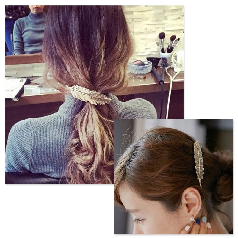 Innovant nouveaux accessoires de cheveux prêle épingle à cheveux Vintage personnalité plume feuille printemps Clips latéraux donner des aux filles