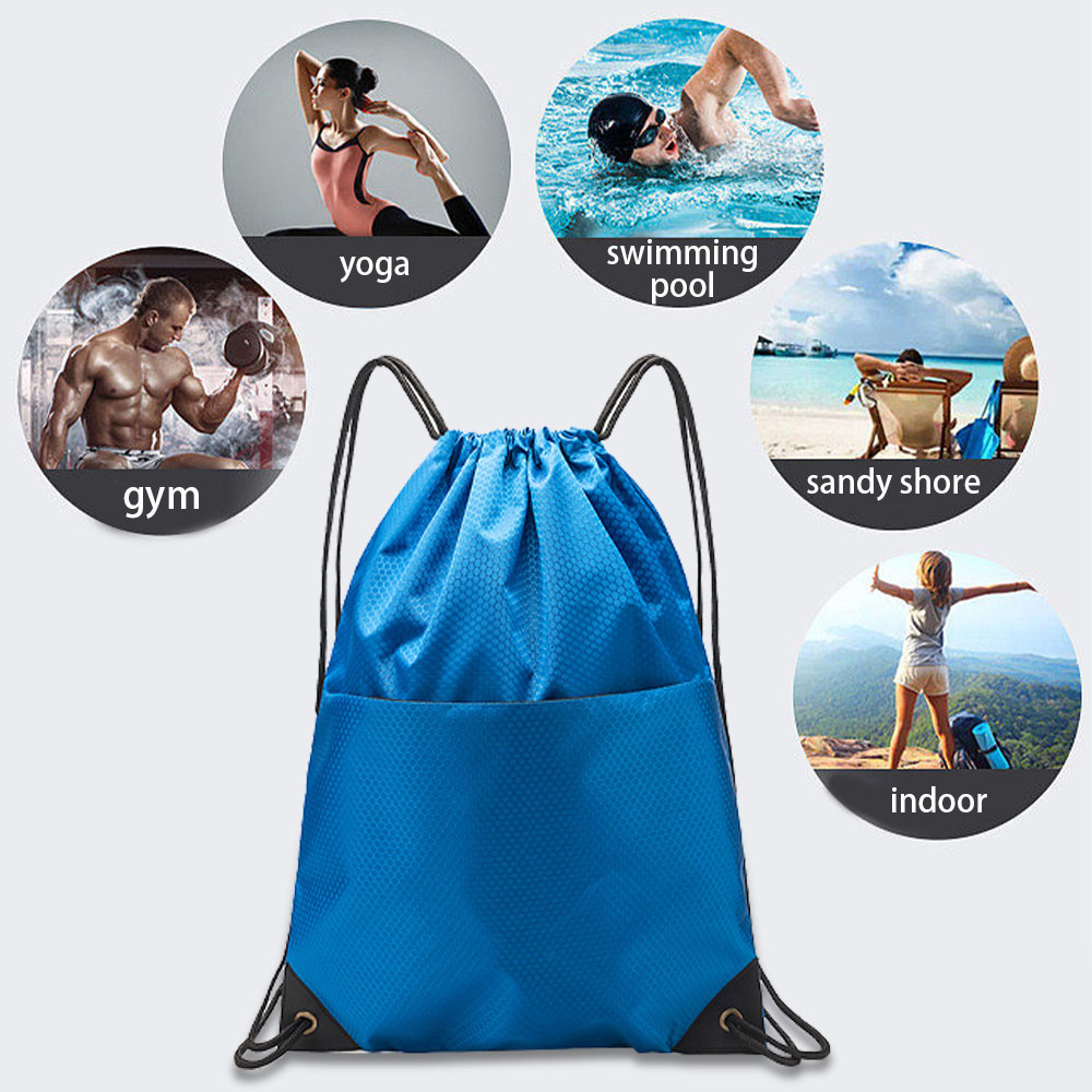 Trekkoord Rugzak Waterdicht Touw Basketbal Volleybal Tas Sport Fitness Rits Rugzak Mannen En Vrouwen Outdoor Sporttas: blauwe kleur