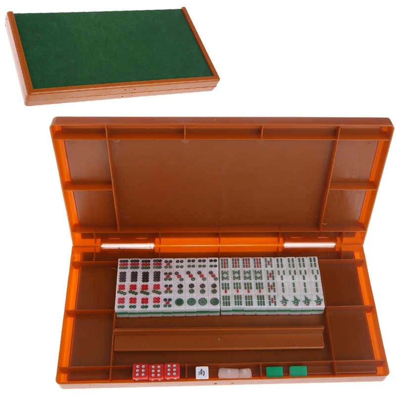 Draagbare Mini 144 Mahjong Set Mah Jong Tafel Traditionele Game Reizen Opvouwbare