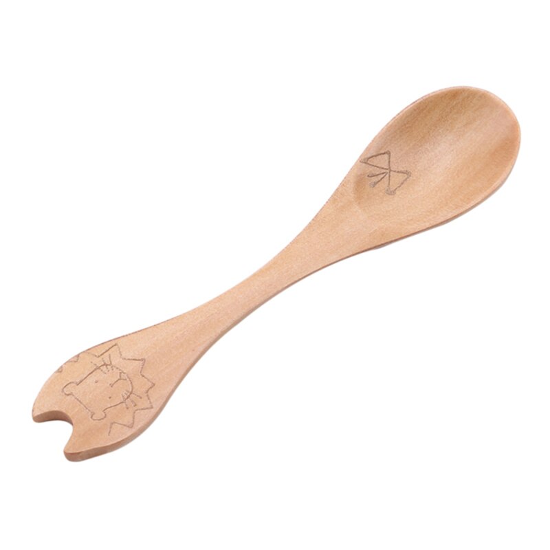 Cucharilla de arroz de madera para cocina, cucharilla de arroz de madera Natural respetuosa con el medio ambiente, pala de Paddle de arroz de caricatura Animal, cucharilla de arroz de pescado bonita: lion