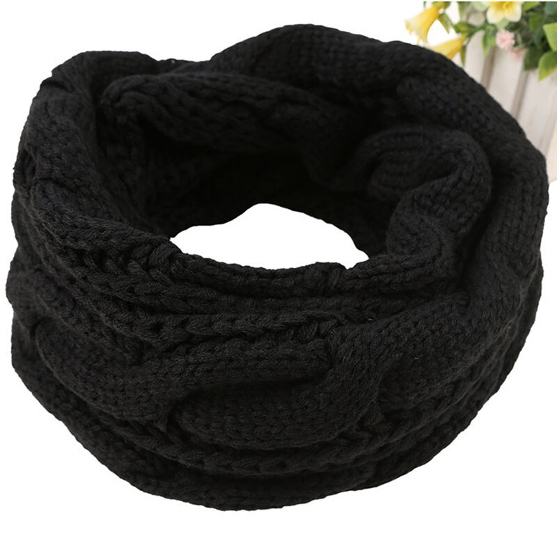 Écharpe d'hiver pour femmes, écharpe arrondie tricotée, écharpe, plus épaisse, pour cou, foulard cercle, écharpe d'hiver: style 2 black