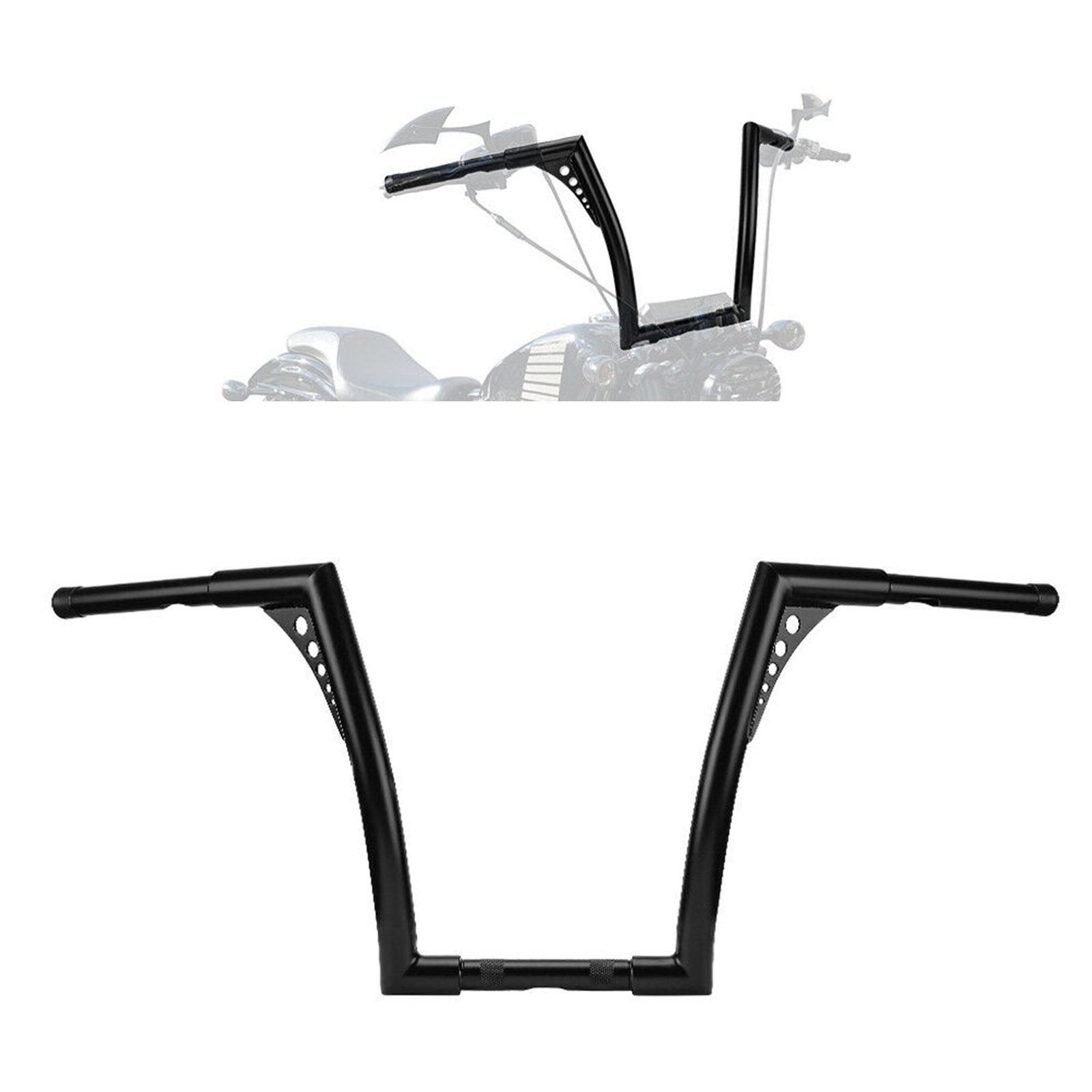 Motorcycle Motorbike Handlebar Rise Ape Hangers 12inch Replacement for Harley, Black
