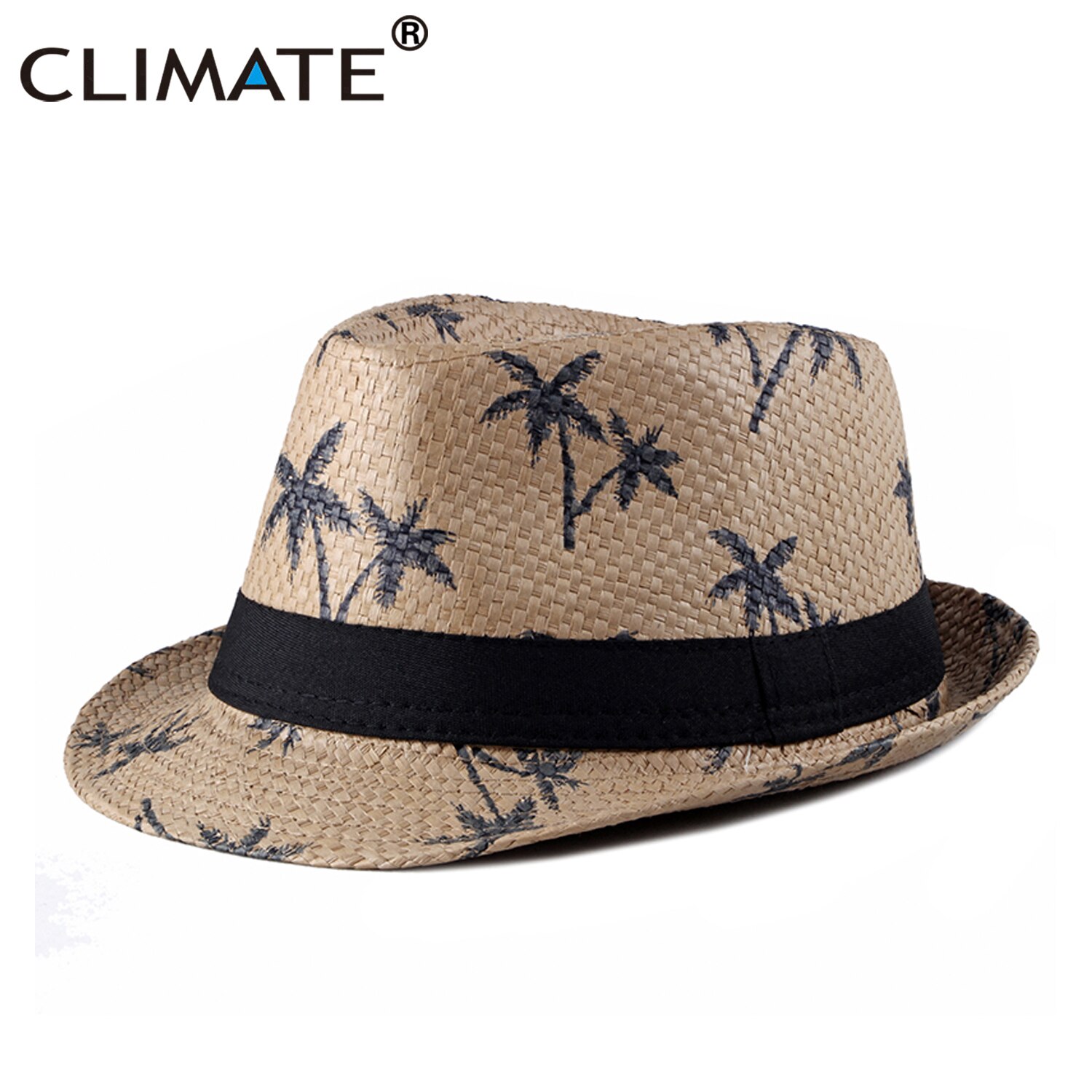 CLIMATE Cool Straw Hat Seaside Beach Cool Coconut Hat Vacation Trip Fedora Panama Straw Hat Paper Retro Fedora Hat Cap
