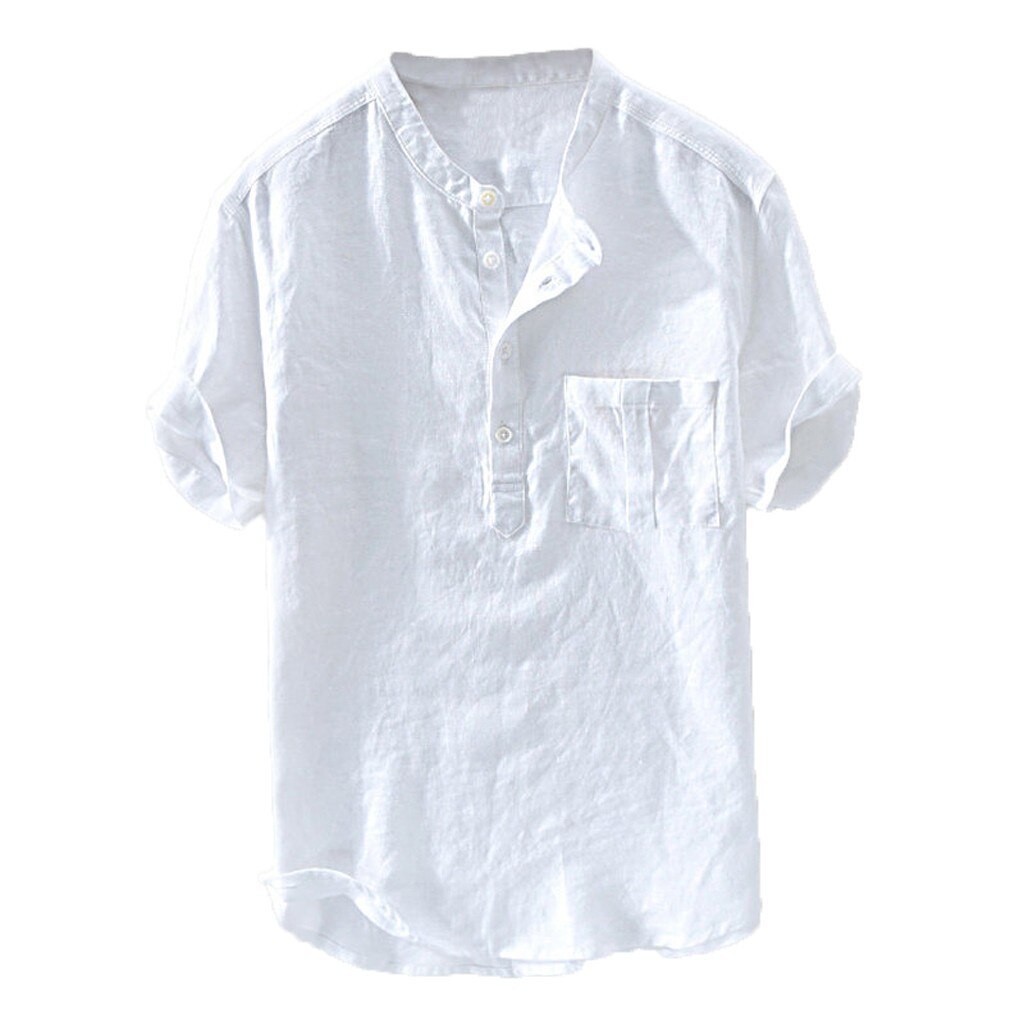 Jaycosin herre skjorte plus størrelse massiv hamp knap korte ærmer herre skjorter sommer bluse top skjorte herre camisa masculina 19 jul 9: W h / L6