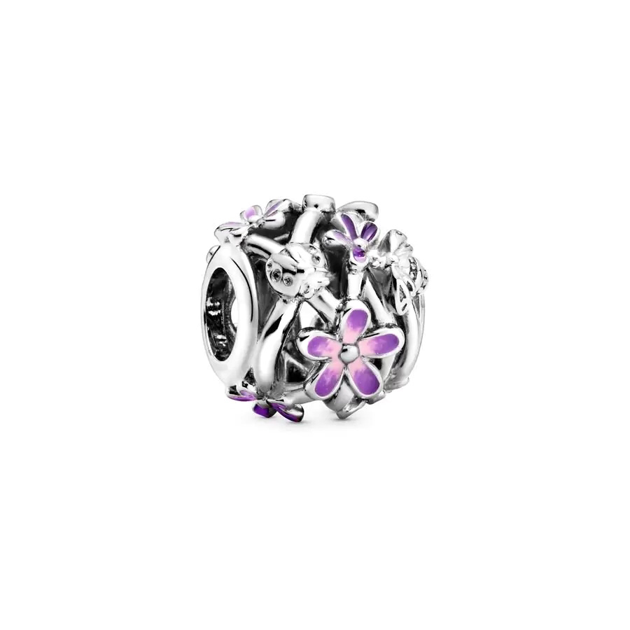 DIY Jewelry Deep Purple Pansy Flower、Pink Pansy Flower & Pink Daisy Flower Charm Bead Fit Original Silver 925 Europeans Bracelet: SKY BLUE