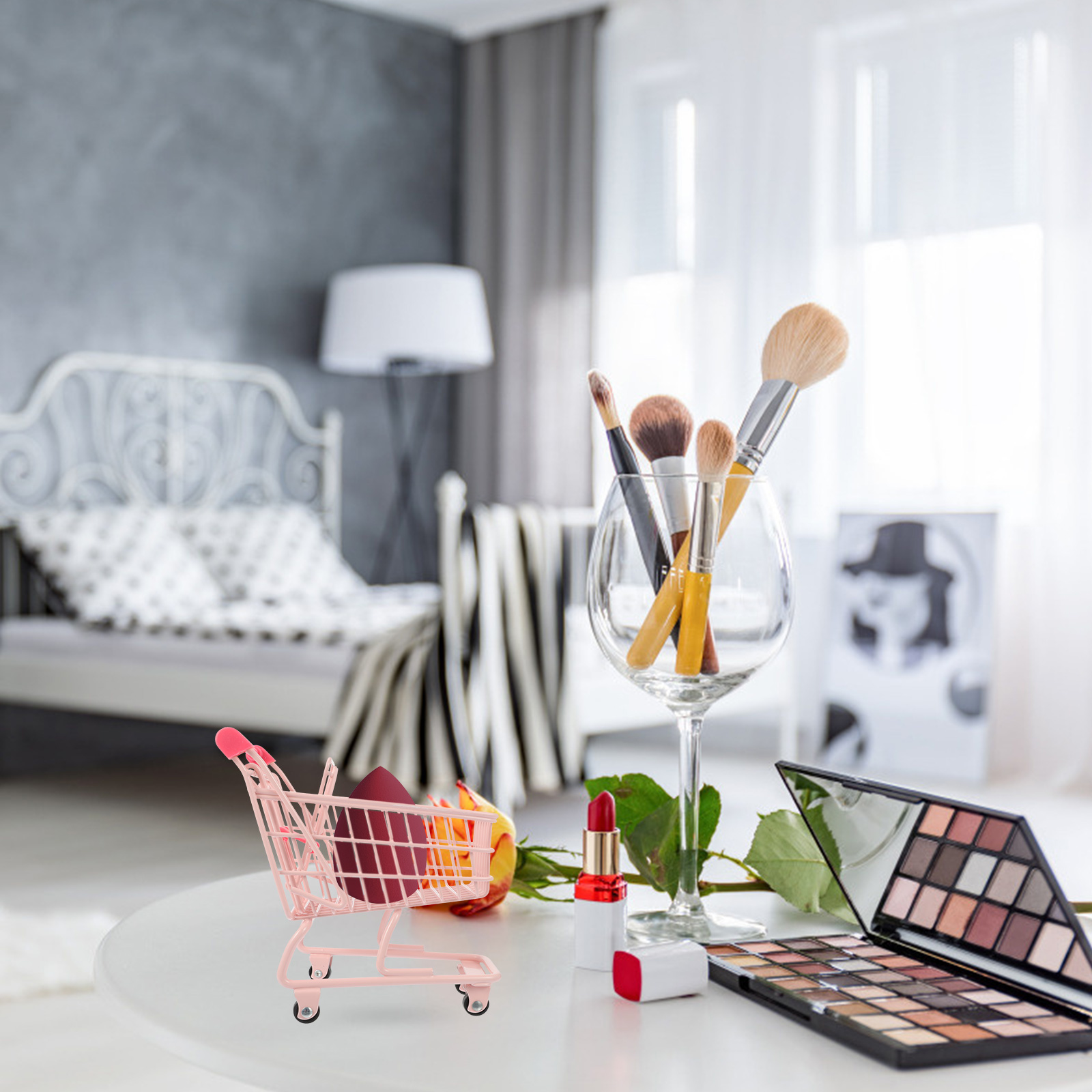 Mini Shopping Cart Decorative Mini Trolley Photography Props Metal Shopping Cart