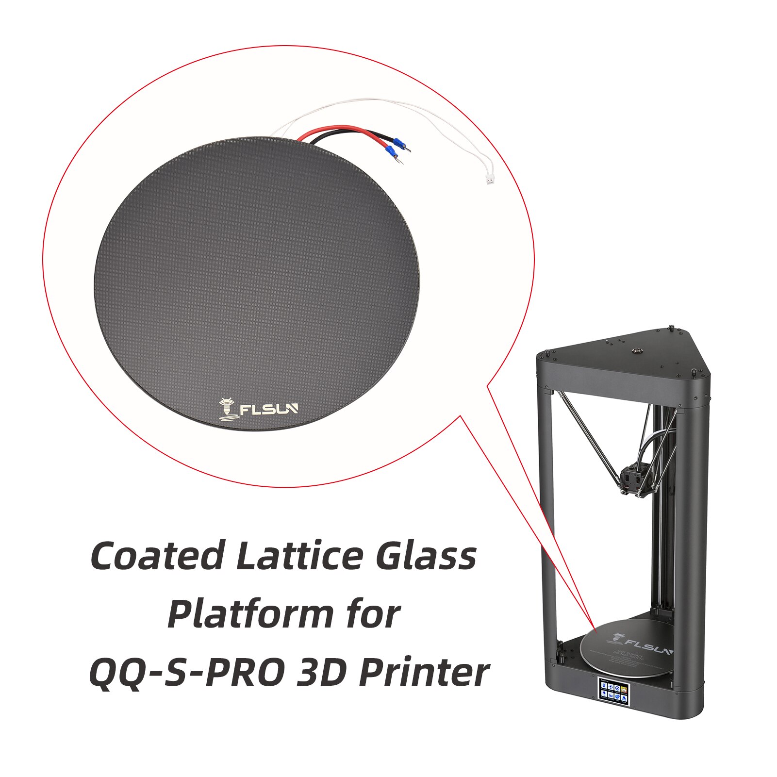 FLSUN Q5 3D Printer Glass Plate Build Surface Coated Lattice Glass Platform Heat Bed Glass Bed 3D Printer Upgraded Parts: for QQ-S-PRO
