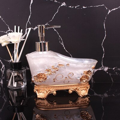 Badeværelse sæbedispenser harpiks emulsion dispenser flaske guld hoved bærbar hotel skønhedssalon håndbruser gel shampoo flaske: Stil 4