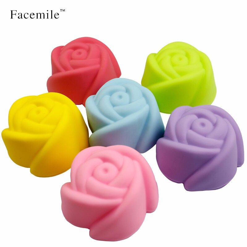 Facemile 1Pcs 7Cm Cupcake Liner Bakken Cup Rose Siliconen Fondant Mold Cupcake Papieren Bloem Embossing Cookie Ambachtelijke Handgemaakte 04070