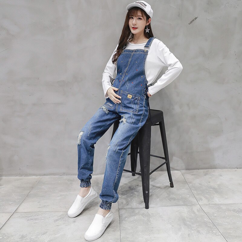 Denim Maternity Strap Jeans Trousers Suspenders Pants for Pregnant Women Overalls Jumpsuits Pregnancy Clothing Plus Size