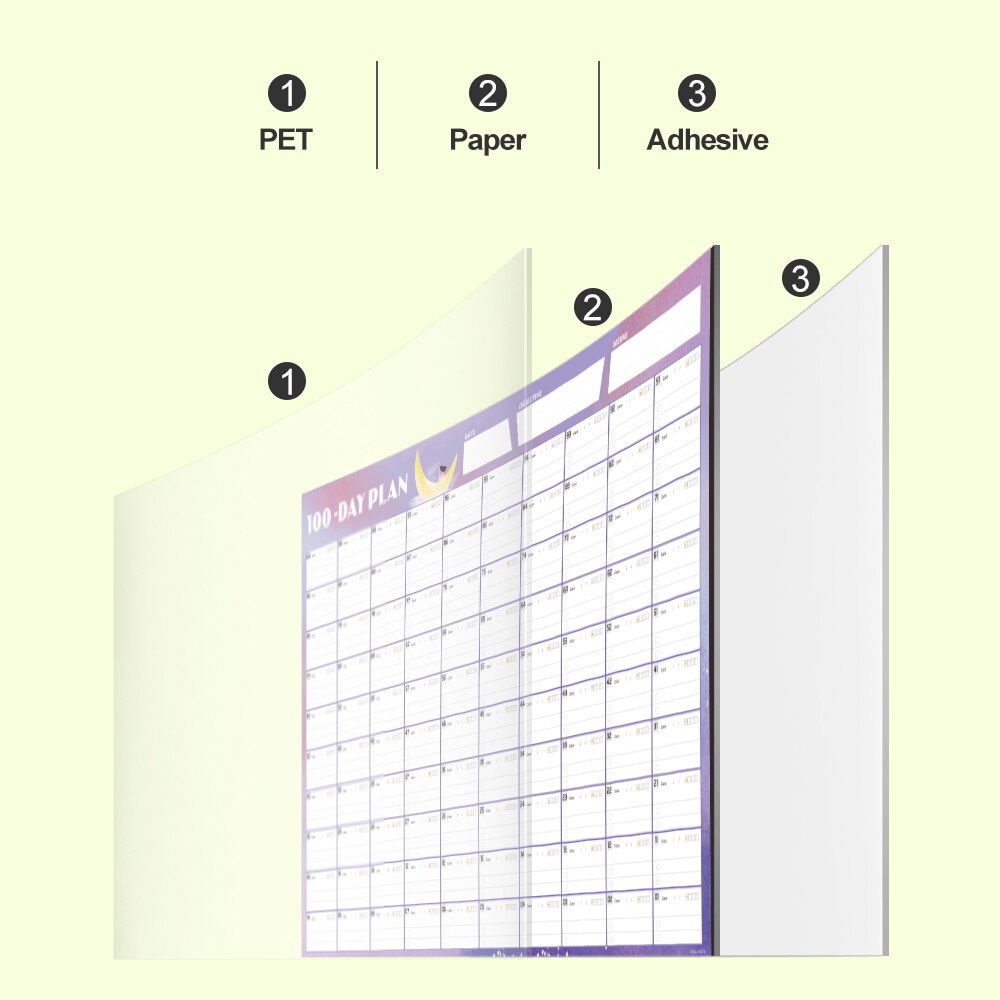 Zelfklevende Muur Kalender 100 Dagen Dagelijks Leren Tijdschema Te Doen Lijst Kids Gedrag Grafiek Uitwisbare Studie Periodieke Planner