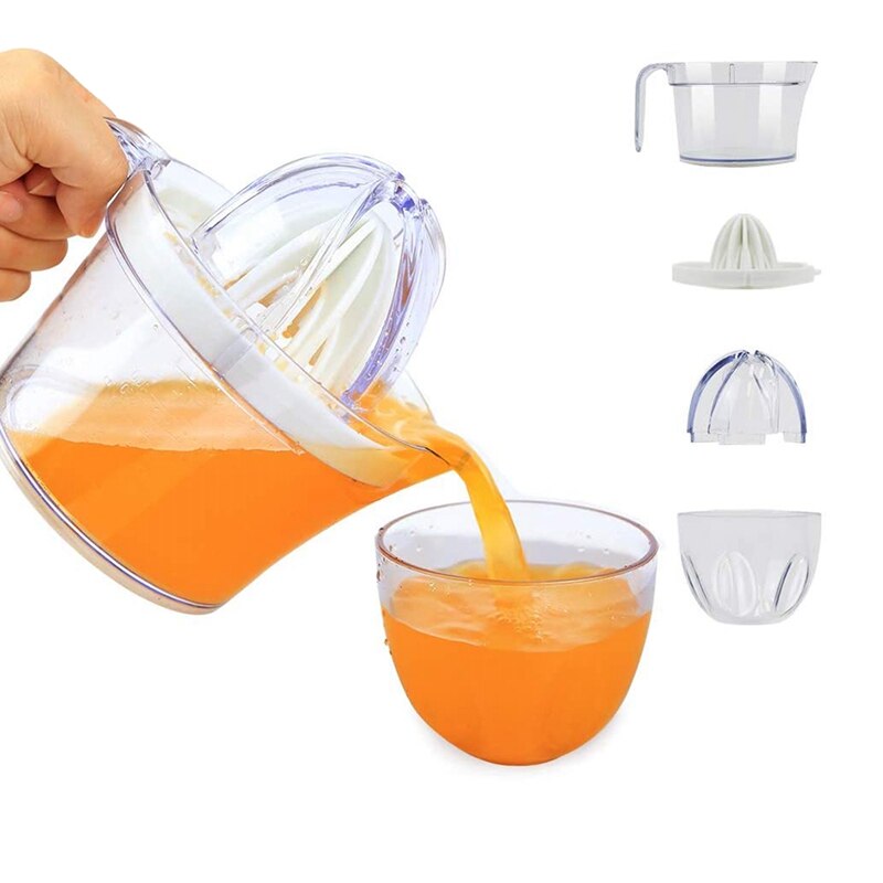 Lemon Citrus Juicer,Manual Hand Orange Squeezer With Built-In Measuring Cup And Reamers And Grinders,Egg Separator,White