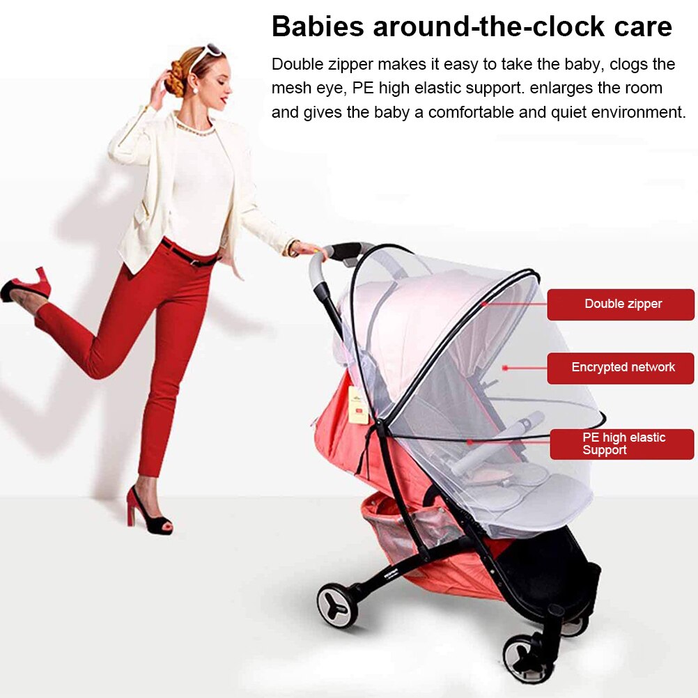 Universal- Moskito Netz Baby Kinderwagen Insekt Netz mit Reißverschluss für Tragetasche Baby-reisebett Kinderwagen