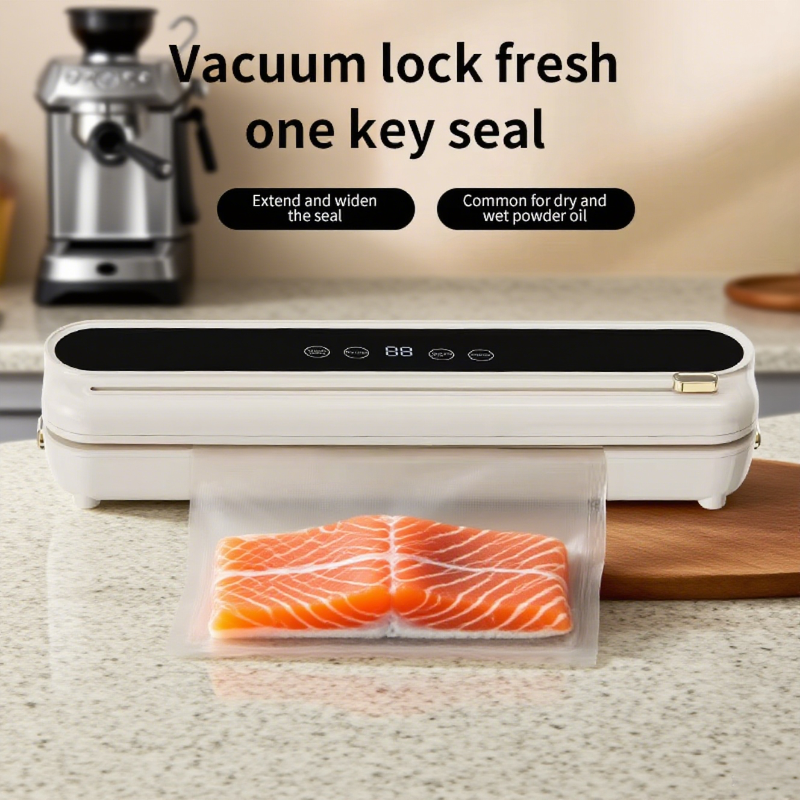 Elektrisk vakuumpakker til køkken, tør, våd, opbevaring af mad, indbygget skærer, berøringsknap, nem forsegling af mad, husholdningsapparat