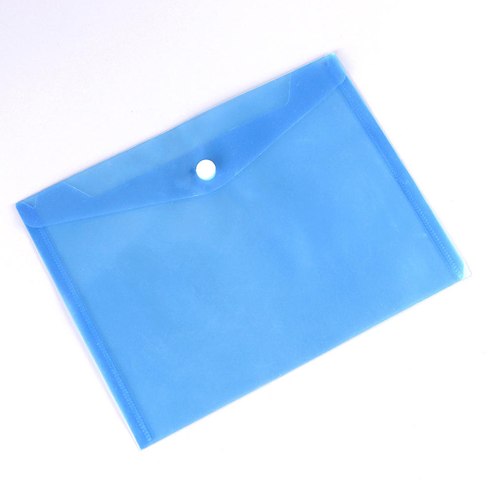1pcs Plastic Envelopes Premium Clear Document Folders Transparent Project Envelope Folders With Snap Button Closure: Blue