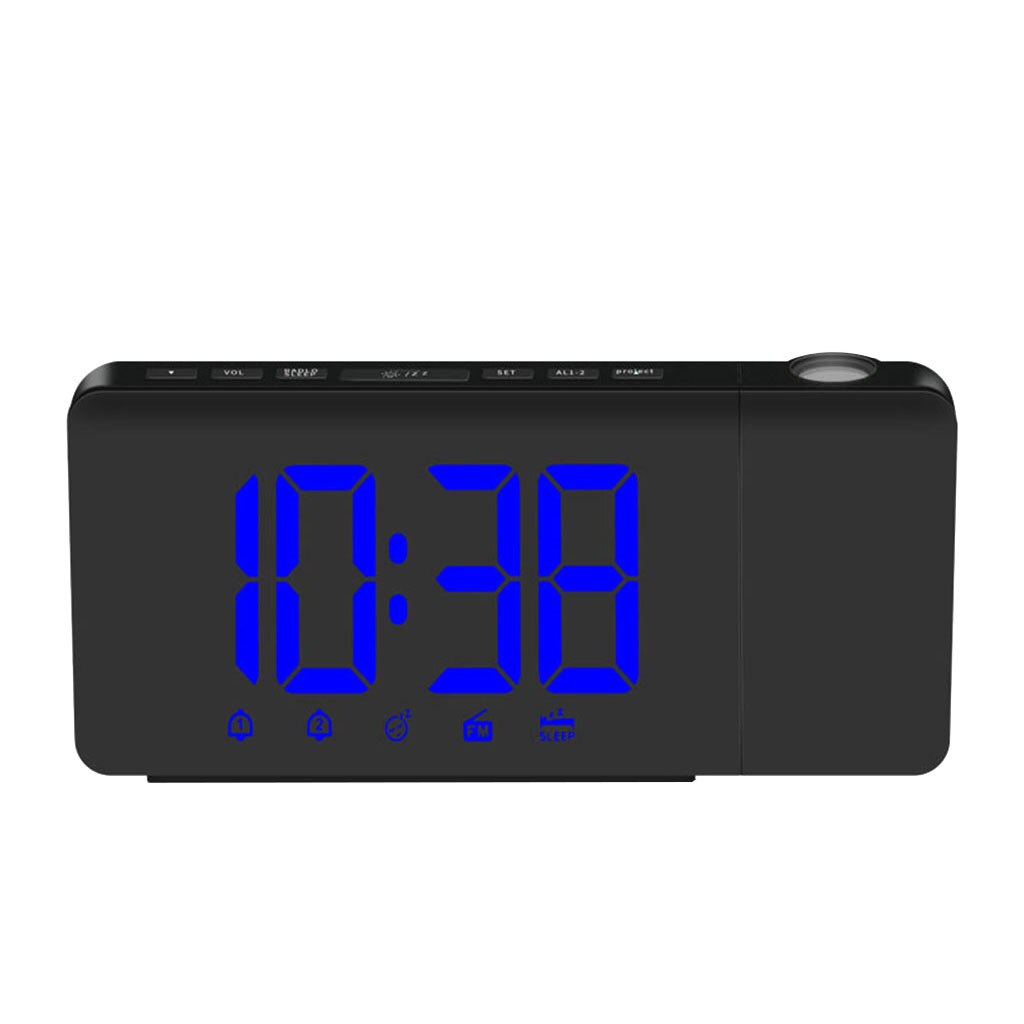 Väckarklocka usb projektion intelligens led digitala klockor roterbara dubbla fm-radio hem sovrum dekorativt tillbehör: C