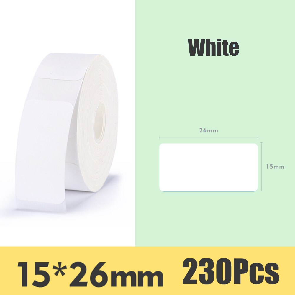 Niimbot D11 Mini Label Printer Paper Label Sticker Waterproof, Oil-proof and Tear-resistant Multi-color Pure Color: White 15 to 26mm