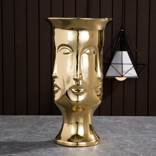 Nordic Ceramic Face Vase Modern Living Room Lip Flower Light Luxury Expression Half Face Decoration Home Decoration Accessories