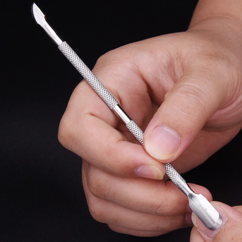 1Pcs Nail Art Gereedschap Rvs Cuticle Pusher Dubbele Kop Lepel Remover Gereedschap Voor Manicure Nail Art Care Pusher