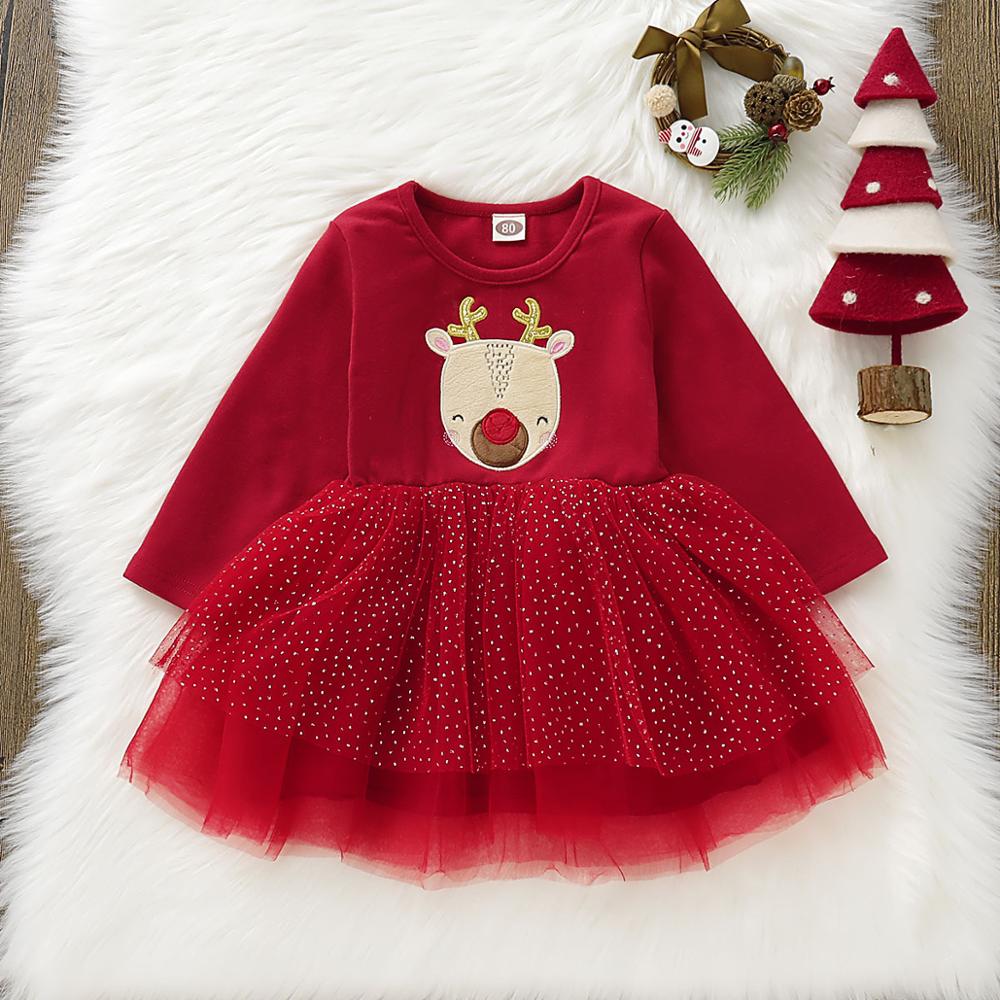 white christmas dresses Red Christmas Santa and Reindeer Smocked Bishop Dress main image 1