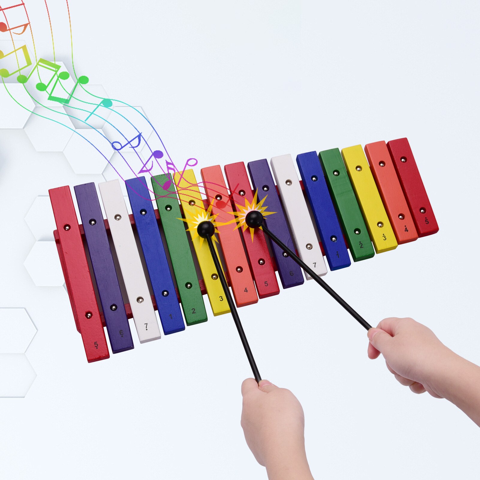 Ammoon 15 Toetsen Xylofoon Kleurrijke Musical Slaginstrument Vroege Onderwijs Instrument Voor Muziek Gevoel Ontwikkeling