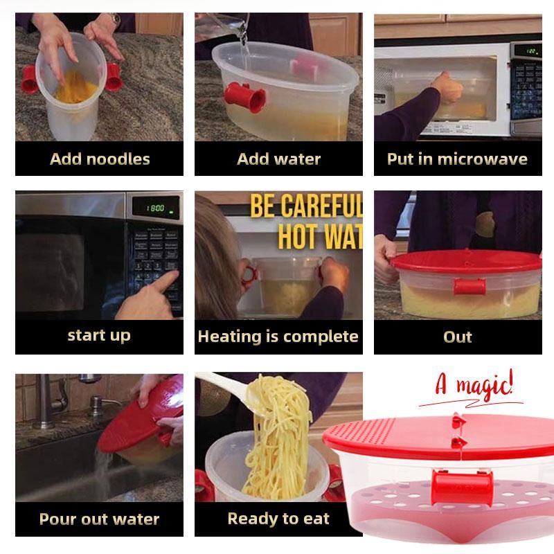Mikrobølgeovn pasta maker maker komfur varmebestandig pp båd mikrobølgeovn damper båd sil mikroovn køkkenredskaber