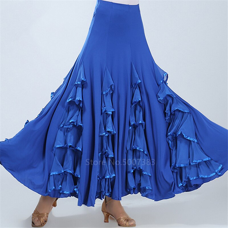 Flamenco -mekko espanjalainen tanssi mustalainen hame nainen valssi juhlasali klassinen kilpailuharjoitus kerroksellinen iso swing -tanssilava: Väri 6