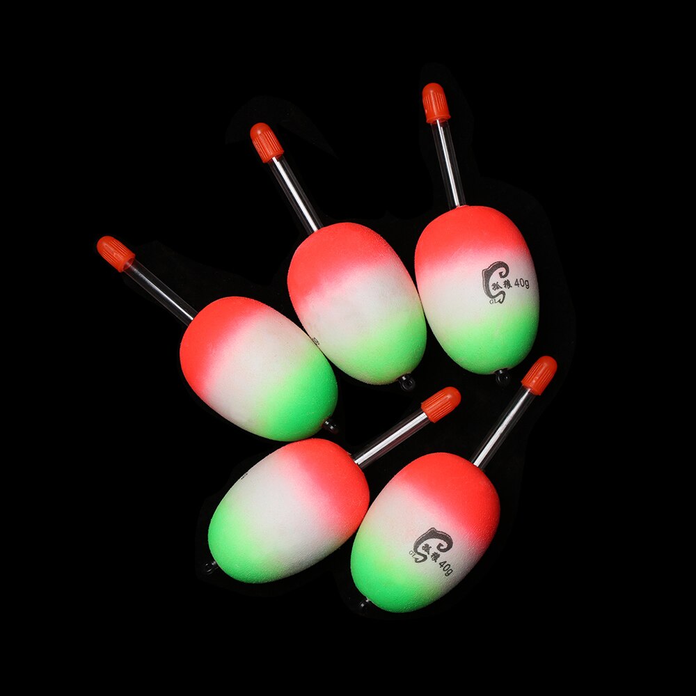 Ensemble de 5 pièces de flottaison en mousse EVA, boule de pêche lumineuse, Bobber, 10g/15g/20g/30g/40g/50g/80g/90g/100g