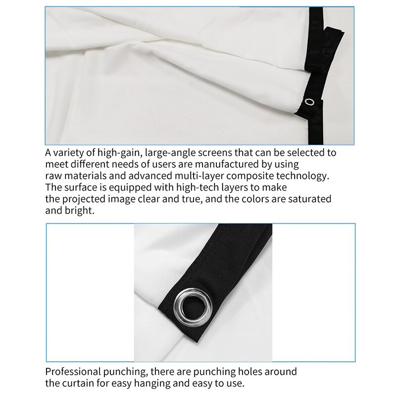 Portable Foldable Projector Screen 16:9 HD Outdoor Indoor Home Cinema Theater 3D Movie QJY99