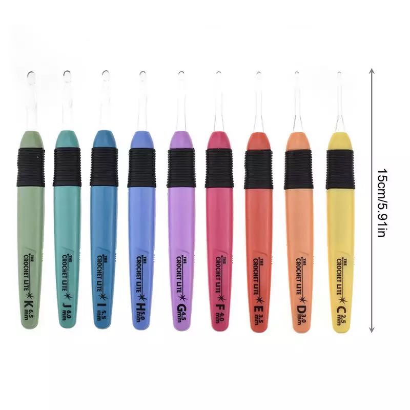 9 LED Crochet Hooks Knitting Needles Crafts Weaving Tool Luminous Crochet Hook DIY Knitting Tools Needle Kit