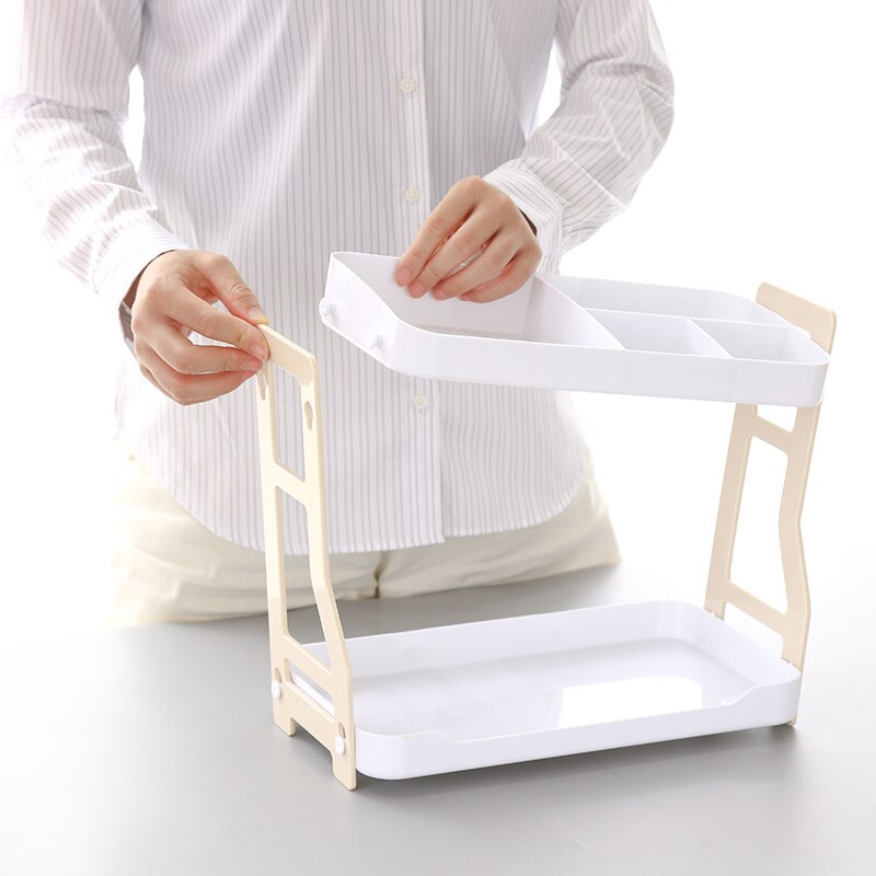 Multifunction Double Layers Stationery Organizer ABS Bookshelf With Pen Holder Desk Storage Rack Box Home Office Supplies