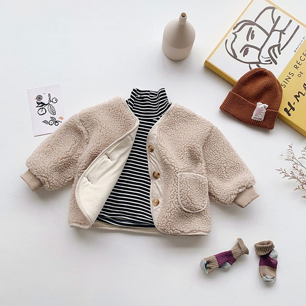 Lined Coat Button Closure Warm Soft Girls Jacket for Autumn Kids Colthing Warm Padding Jacket For Girl Outerwear Coats