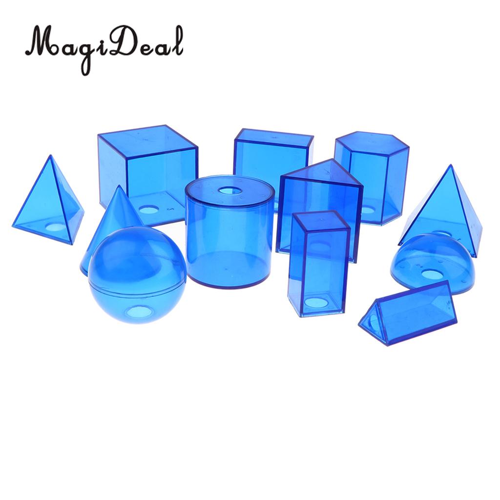 12 pieces Plastic Geometric Solids - 3D geometry Exploring Volume Shape Visual Aids Mathematics Math Educational Student Toy