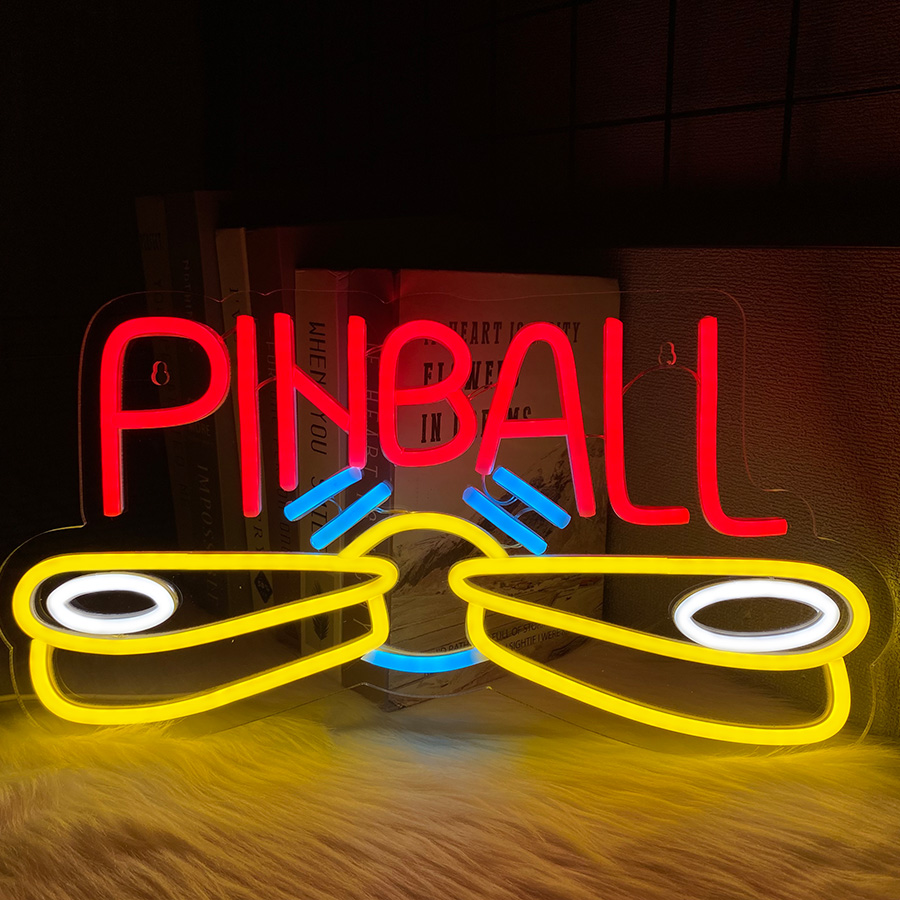 Pinball Neon Sign USB Powered for Wall Decor,LED Light Up Sign for Game Room Club Man Cave Neon Signs Decor Birthday Party